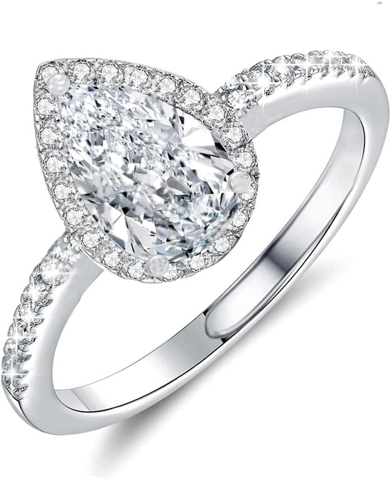 Luckilemon Moissanite Adjustable Engagement Ring, Promise Eternity Ring for Women,Wedding Rings,Jewelry Gift,Friendship Promise Fashion Jewelry Valentine Gifts for Women - Image 1